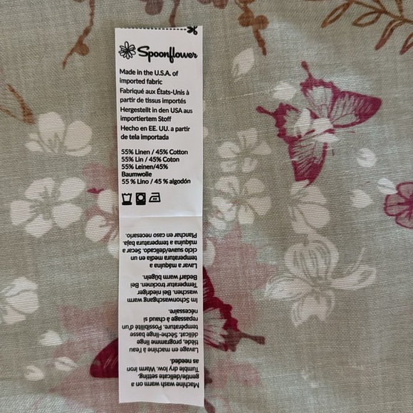 Spoonflower linen blend pillow cover Birds Bees 26’X16’ Botanical French country - Picture 6 of 8